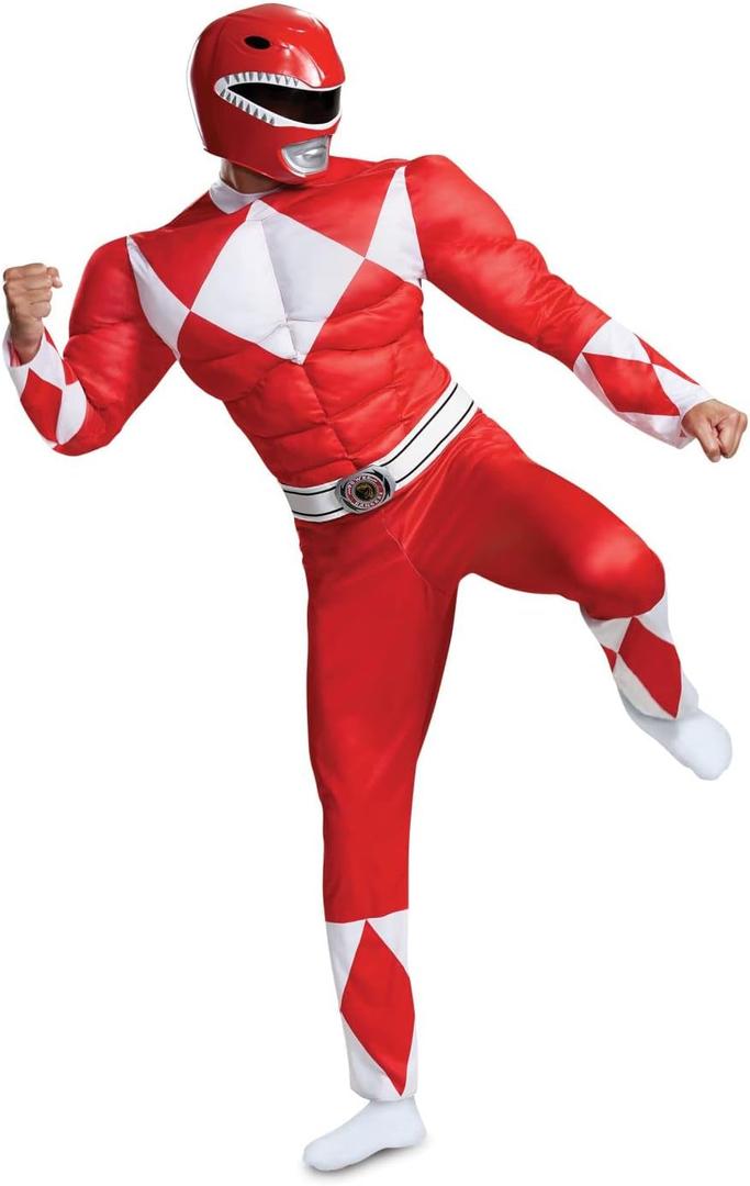 Disguise Men's Red Ranger Classic Muscle Adult Costume (L/XL (42-46))