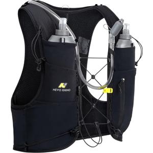 N NEVO RHINO Running Hydration Vest with 1.5L Water Bladder & Dual 500ml Soft Flask for Men Women,Adjustable Lightweight 5L Water Backpack for Hiking Trail Running Marathon Cycling (Small, Black)