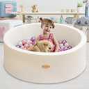 HARBOLLE Baby Ball Pit 35.4" Soft Round Memory Foam Ball Pits NOT Included Balls Indoor Outdoor Playpen for Babies Toddlers Kids Great Gift for Girls Boys, White