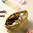 Puffy Quilted Makeup Bag for Women, Cosmetic Bag, Travel Toiletry Organizer Pouch Clutch (Green Flowers)