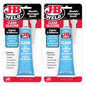 J-B Weld 31310 Clear All-Purpose RTV Silicone Sealant and Adhesive - 3 oz. - 2-Pack