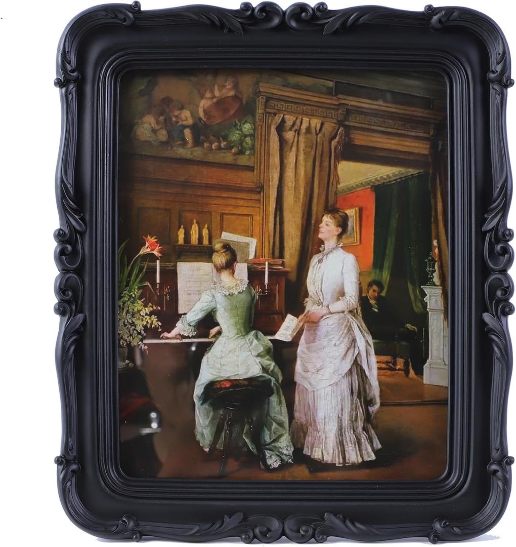 Vintage Picture Frames 8x10 Ornate Black Antique Picture Frames with Glass Front for Wall Mount or Tabletop Gallery Wall Decor Victorian Home Decor with Floral Design, Black
