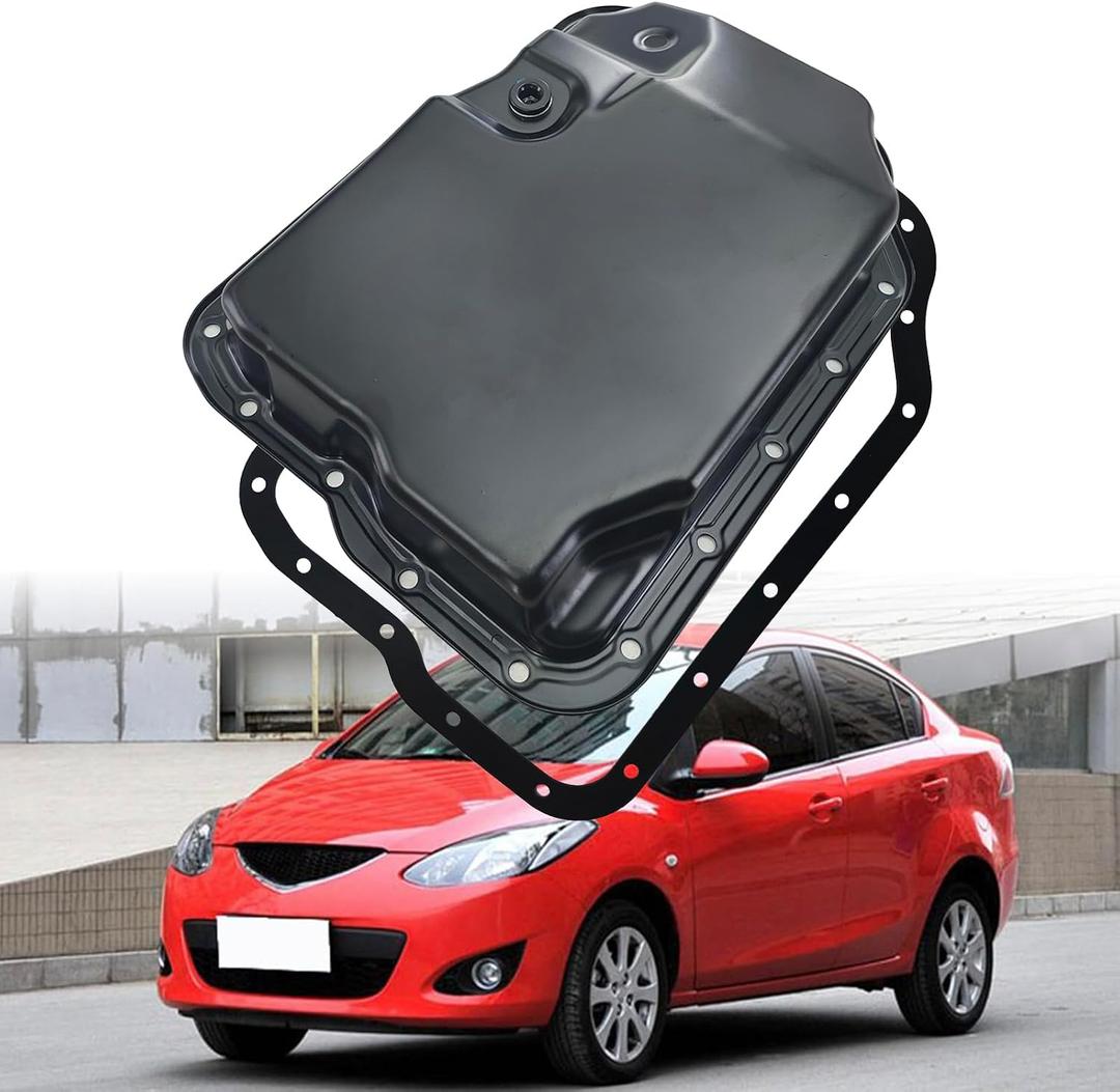 SHOWSEN 0440393 Transmission Oil Pan with Drain Plug and Gasket Compatible with 04-14 Mazda 2/3/5/6,00-11 Ford Focus,06-13 Fusion/Transit/Connect,06-09 Mercury Replacement FS50-21-51X
