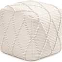 Anji Mountain Pouf Ottoman Foot Rest, Handmade Ottoman Pouf, Comfortable Foot Stool, Decorative Floor Seating for Living Room Decor, Bedroom & Home Dcor Accent - Ivory