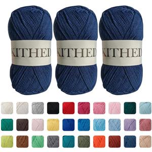 Cotton Yarn10.58oz/300g546yard/500m3 Pack Soft Yarn for Crocheting and Knitting (30 Navy Blue)