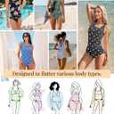 American Trends Modest Criss Cross Back One Piece Swimsuit Women Full Coverage Floral Print Long Torso Swim Suits (L)