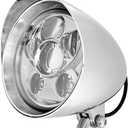 5.75" LED Motorcycle Headlights w/ Aluminum Visor Clear Lens 5 3/4 inch Bullet Vintage Head Light Lamp for Harley Sportster Dyna Softail Bobber Chopper Honda Yamaha Suzuki Kawasaki Custom Chrome