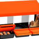 Chicken Nesting Boxes, 3 Hole Metal Chicken Egg Laying Box with Swing Perch and Rollout Egg Collection for Chicken Coop (32.0"L x 20.0"W x 20.0"H, Orange)