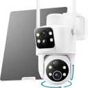 ZUMIMALL Security Cameras Wireless Outdoor with Dual Lens, 360 PTZ Solar Camera for Home Security, Clear Color Night Vision/AI Detection/2-Way Talk/2.4GHz WiFi/Siren & Light Alarm/IP66/Cloud/Alexa