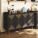 YITAHOME Modern Sideboard Buffet Cabinet with Storage, 55'' Kitchen Storage Cabinet Coffee Bar Cabinets for Dining Room, Kitchen, Hallway, Black