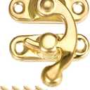 uxcell Vintage Lock Clasp Right Latch Hook Hasp 42mm x 37mm Swing Arm Latch Plated Golden, 10 Pcs W Screws