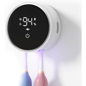 Toothbrush Sanitizer and Holder, Toothbrush Holders for Bathroom, Tooth Brush Wall-Mounted Cleaner Organizer with Auto-Inductive Cover, Air Drying Fits Most Electric, Manual and Kids Toothbrushes