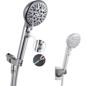Handheld Shower Head with On Off Switch 8-Mode High Pressure Showerhead with 79 Inches Extra-long Stainless Steel Hose and Bracket PLUS Extra Low-Reach Adhesive Wall Mount for Kids, Silver