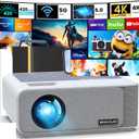 BIGASUO 850ANSI Projector with WiFi and Bluetooth - 1080P HD Outdoor Movie Projector 4K Support, Home-Projectors Max 400" Display, 4P & ±50° Keystone, 60% Zoom, Compatible with Laptop, TV Stick, PS5…