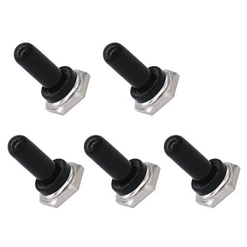 mxuteuk 5pcs 12mm Toggle Switch Cover Rubber Knob Hat Waterproof Boot Cover Cap Black Ten-MZ-BK