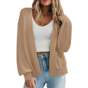 BTFBM Womens Oversized Cardigan Sweaters 2025 Fall Long Sleeve Knit Open Front Lightweight Sweater Outwear Coats (Small, Khaki)