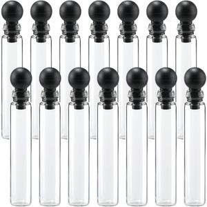 CREATCABIN 60Pcs 2ml Perfume Sample Bottles Glass Travel Tube with Plug Small Fragrance Empty Clear Essential Oil Tester Spray Portable Vials Sets for Cleaning Aromatherapy Fragrance Liquid Containers