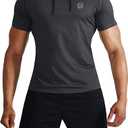 NELEUS Men's Dry Fit Performance Athletic Shirt with Hoods, 2 Pack, Black and Gray, 2XL