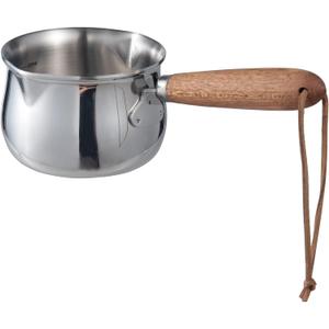 IMEEA 8.5oz Mini Milk Warmer Pot Ultra Small Butter Warmer SUS304 Tri-Ply Stainless Steel Sauce Pan with Wooden Handle