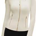 SUUKSESS Women Golden Full Zip Up Workout Cropped Jackets Lightweight Athletic Yoga Tops (X-Small, Apricot)