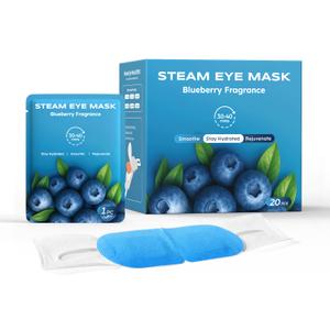 20 Packs Steam Eye Masks for Dry Eyes, Warm Compress Relief for Eye Fatigue & Puffiness, Sleep Heated Eye Mask, Disposable Travel Essentials, Spa Relaxation Gift Women, Party Favors Adults, Blueberry
