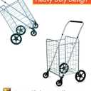 Wellmax Folding Grocery Cart with Wheels Heavy Duty Utility Cart with Upgraded Steel Frame, Extra Large Basket, Adjustable Padded Handle, Swivel Front Wheels, Foldable Design, 90 lb Capacity