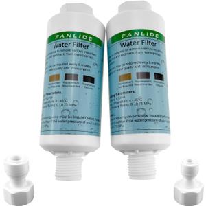 FANLIDE Bidet water filter for electronic bidet seats, Toilet water filter system, compatible with 1/2" 1/4" 3/8" Bidet hose (2 Filters + 2 Adapter)