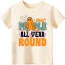 Halloween Shirt for Kids  Cute Skeleton Pumpkin Ghost Holiday T-Shirt for Toddler Boys& Girls, 2T-8T (5-6 Years, Round)