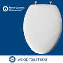 MAYFAIR 1844BNA 000 Toilet Seat with Brushed Nickel Hinges will Never Come Loose, ELONGATE, White - Brushed Nickel
