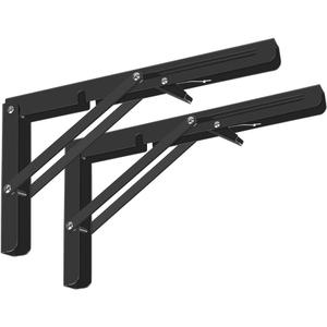 Folding Shelf Brackets 2 Pack, Heavy Duty Triangle Shelf Bracket for Bench Table, Wall Mounted Standing Shelf Brackets for Saving Place, Multi Size, Max Load 300lb (12", Black)