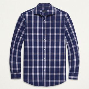 Double Pump Mens Button Down Long Sleeve Shirts Regular Fit Dress Shirts Business Casual Plaid Shirts-(19TC04-L)