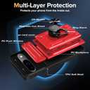 for Google Pixel 10/10 Pro & Pixel 9/9 Pro Case Wallet, Built-in Card Holder Case with Stand, Heavy Duty Shockproof Full Body Kickstand Cover, Phone Case with Screen Protector Red