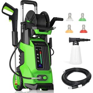 Electric Pressure Washer 5000PSI 3.5GPM with Touch Screen & 5 Nozzles, Portable Design for Car, Patio, and Outdoor Cleaning (Green)