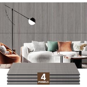 4 Pack Wood Panels for Wall, 47.2"23.6" Wood Slat Acoustic Panels for Wall, Soundproof Panels, 3D Fluted Panels for Interior Decor (Grey)