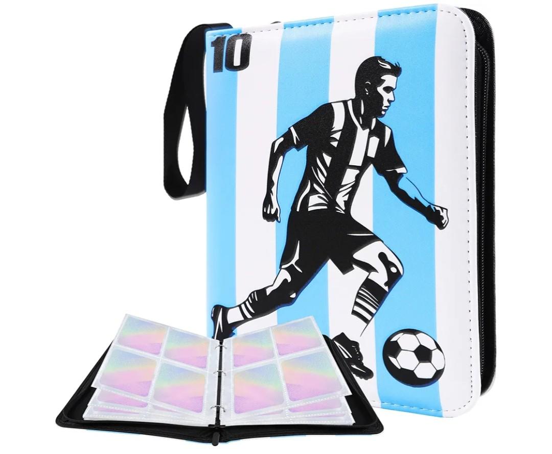Sport Card Binder 400 Pockets, Soccer Trading Card Binder 4-Pocket Card Collector Album with Removable Sleeves, Football Sport Game Portable Card Collection Storage Bag