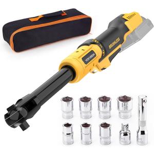 3/8" Cordless Ratchet Wrench, Compatible with DEWALT 20VMAX Battery, 80Ft-Lbs(108N.m) Brushless Ratchet Wrench with Variable Speed Trigger, 3/8" to 1/4" Adapter, 3" Extension Bar(Tool Only)