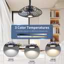 Outdoor Ceiling Fan with Lights, 15" Weatherproof Gazebo Hanging Fan with Remote Control Smart App, Plug in Caged Ceiling Fan with 3CCT Dimmable,Ceiling Fan with Hanging Hook for Porch, Pergola,Canopy