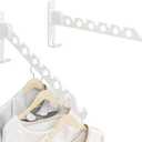 Wall Mounted Clothes Drying Rack, Wall Clothes Hanger Hook for Laundry Room, Clothes Hanger Foldable, Wall Rack Indoor, Perfect for Small Spaces, White 2 Packs