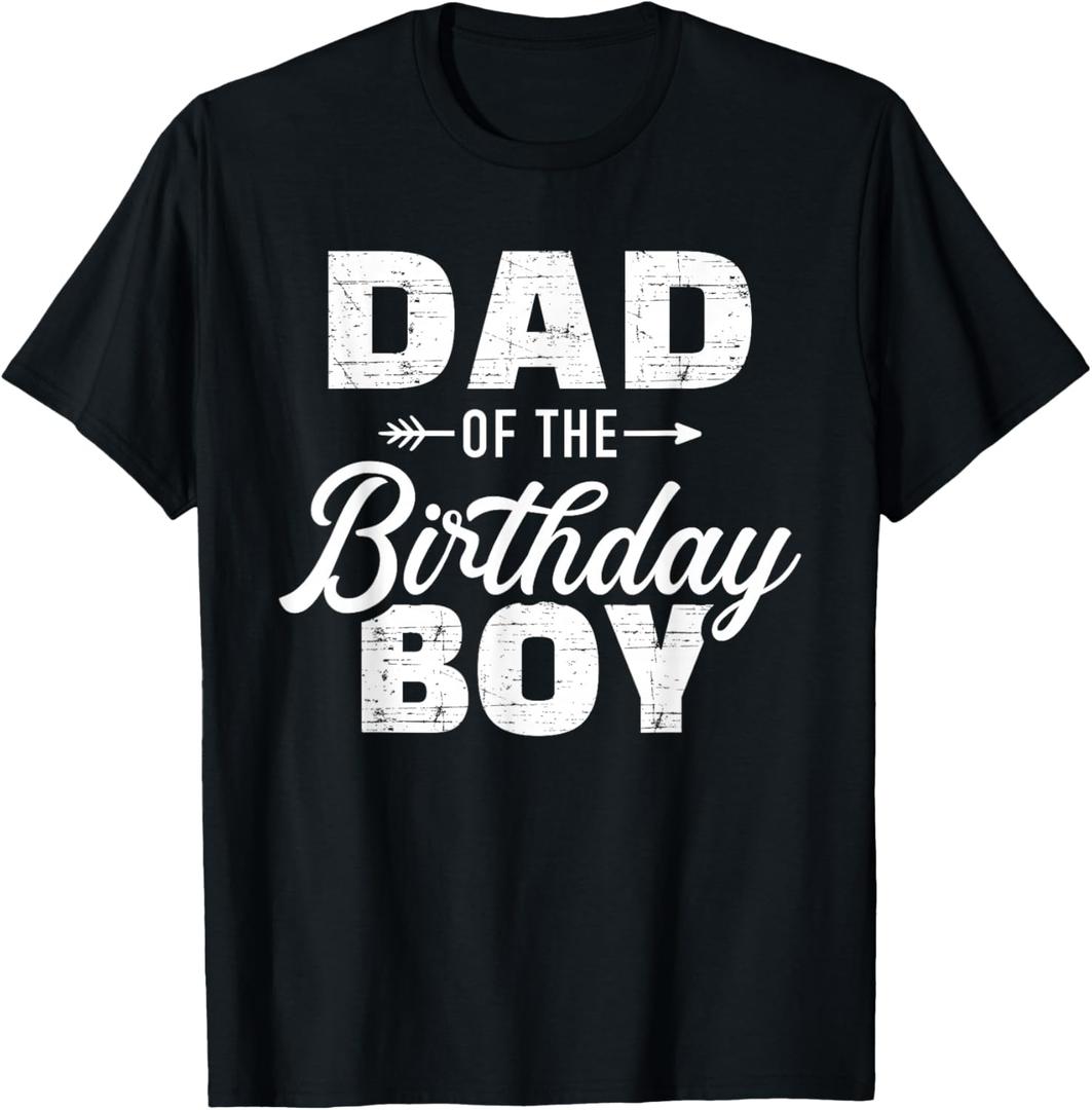 Dad of The Birthday boy Matching Family Party T-Shirt (Black, L)
