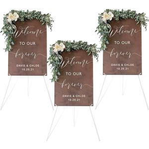 DANMO Easel Stand for Wedding Sign Poster 63'' Instant Display Easel for Floor Adjustable Metal Art Easel White 3 Pack