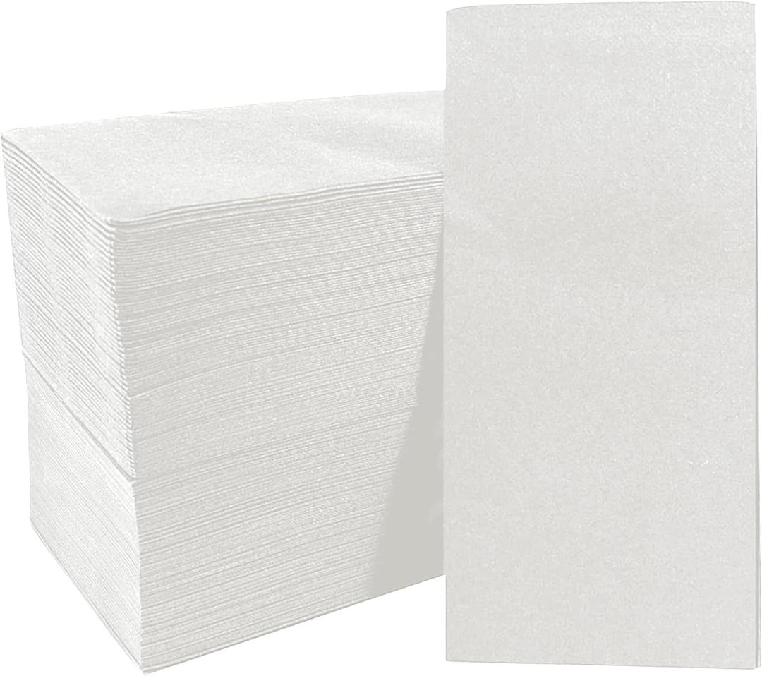 100 Pack Disposable Hand Towels for Bathroom, 12" x 17" White Napkins Linen-Feel Dinner Napkins, Paper Hand Towels for Bathroom Kitchen Party Wedding by GzfunTeng