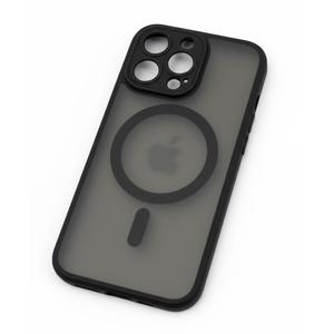 Matte Translucent Magnetic Phone Case for iPhone 15 Pro Max 14 13 12 11 Plating Lens Protect Wireless Charging Cover,Black,for iPhone 13Pro