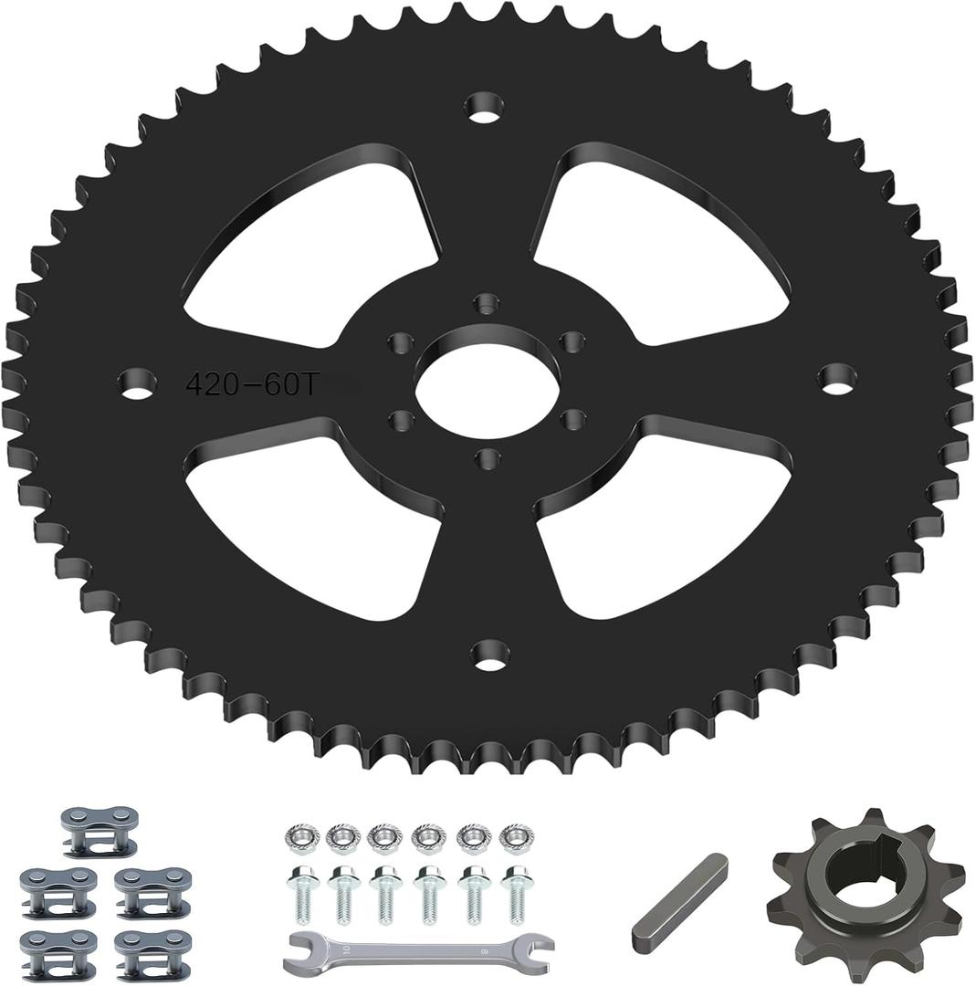 Upgrade 60 Tooth Sprocket 420 Chain 37mm Bore Replacement for Mini Bike Coleman CT100U CC100X Baja Doodle Bug DB30 RB100 Monster Mega Moto MMB80 105cc Motovox MBX10 MBX11 Minibike Parts (Black)