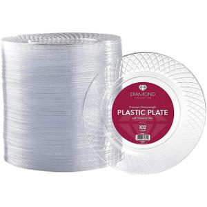 Prestee Clear Plastic Plates, 150ct of 9" Disposable Heavy Duty Hard Plates for Party, Elegant Cake Dessert Salad Appetizer Dinner Plate for Wedding, Holiday, Easter Plates, Christmas Party Supplies