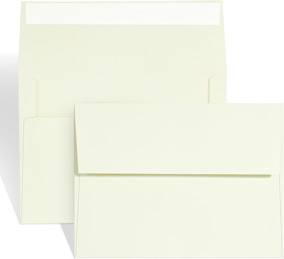 A7 ivory Invitation 5x7 Envelopes - Self Seal, Square Flap,Perfect for 5x7 Cards, Weddings, Birthday, invitations, Graduation, Baby Shower, 5.25 x 7.25 Inches, 100 Pack, ivory