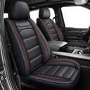 Seat Covers Fit for Dodge RAM 1500 2002-2025 2026: Compatible with RAM 1500 2500 3500 Crew Double Quad Cab Truck Pickup Car Seat Cover Faux Leather Seat Covers(Flat Bench, Full Set, Redline)