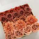 Ling's moment Artificial Flowers Fake Silk Dahlia Faux Foam Roses Combo for DIY Wedding Bouquets Centerpieces Arrangements Bridal Shower Party Home Decorations, Amber & Terracotta, 23pcs