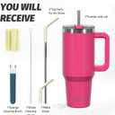 40 oz Tumbler with Handle,Tumbler with Lid and Straw,Double Wall Insulated Cup Stainless Steel Travel Mug(Cold for 34 Hours),Water Bottle for Iced Tea,Coffee,Cold Beverages(Gloss Pink)