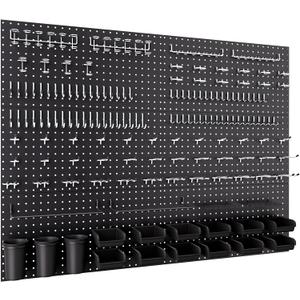 INCLY 48x36 Inch Metal Peg Board Kit with 1/4" Pegboard Hooks Accessories, 6PCS Peg Board Panels and 234PCS Black Pegboard Wall Organizer Tool Storage System for Garage Workbench Shed