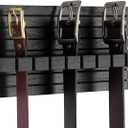 Belt Organizer for Closet, Belt Hanger Wall Mounts to Hold 9 Belts Without Slipping, Space Saving Belt Rack for Closet Organization Includes Mounting Hardware (11.8 x 5.5 x 2.5) (Black)